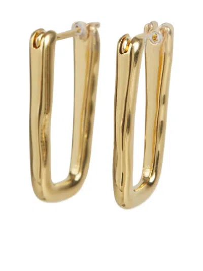 Jil Sander Logo-engraved Earrings In Gold