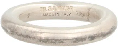 Jil Sander Logo Engraved Halo In Silver