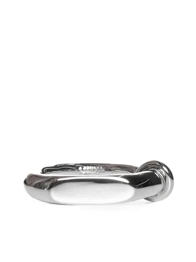 Jil Sander Logo Engraved Ring In Silver