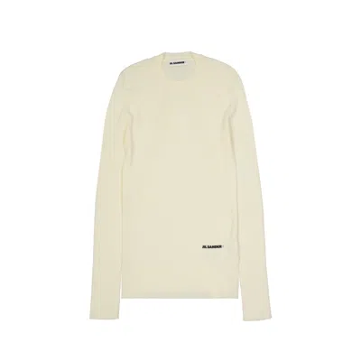 Jil Sander Logo-embroidered Cotton Sweatshirt In Neutral