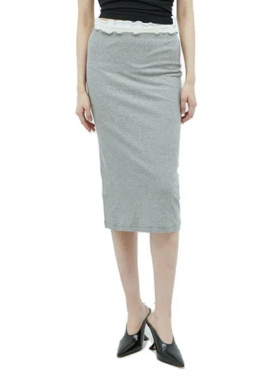Jil Sander Logo-embroidered Layered Midi Skirt In Grey