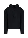 Jil Sander Relaxed Fit Black Cotton Hoodie With Logo Print In Black
