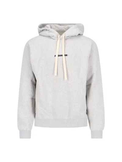Jil Sander Logo Hoodie In Gray