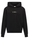 Jil Sander Relaxed Fit Black Cotton Hoodie With Logo Print In Black