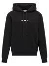 Jil Sander Relaxed Fit Black Cotton Hoodie With Logo Print In Black