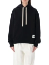 Jil Sander Hoodie With Patch Logo And Ribbed Finish In Black