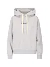 Jil Sander Hooded Knit Sweatshirt With Ribbed Cuffs And Hem In Gray