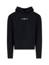 Jil Sander Relaxed Fit Black Cotton Hoodie With Logo Print In Black