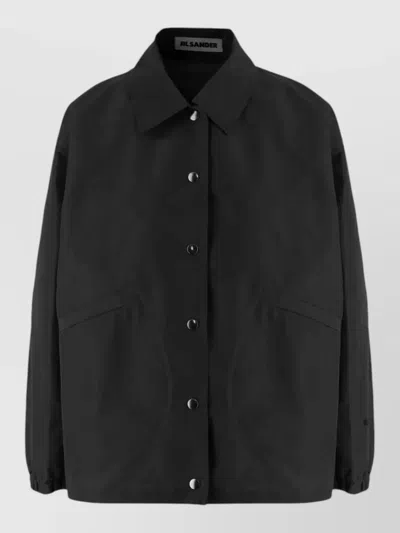 Jil Sander Logo Jacket Pointed Collar Long Sleeves In Black