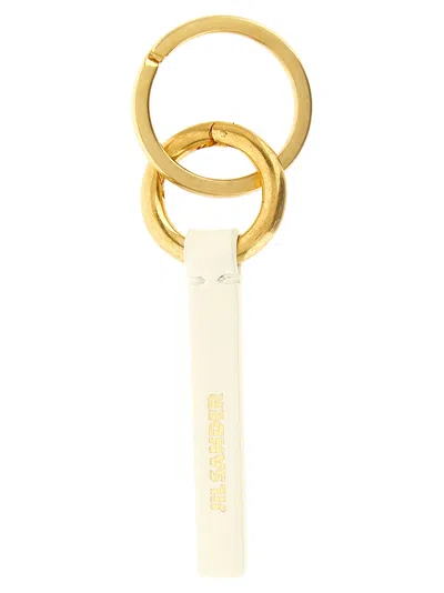 Jil Sander Logo Keyring In Gold