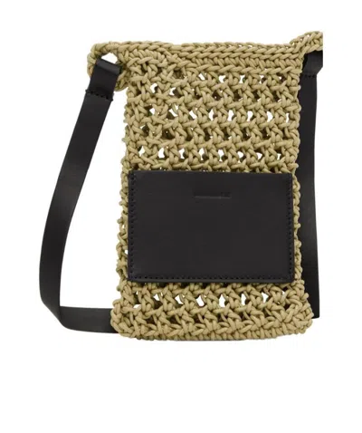 Jil Sander Logo Knotted Shoulder Bag In Black