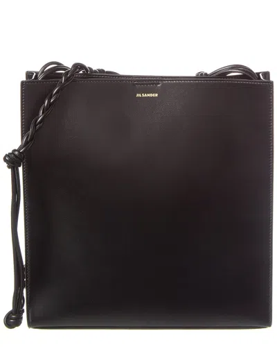 Jil Sander Logo Leather Shoulder Bag In Black