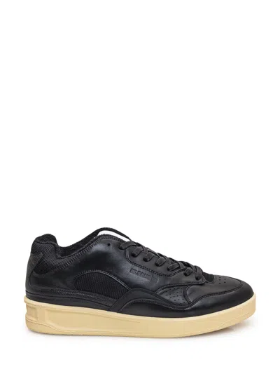 Jil Sander Logo Leather Sneakers In Oxford