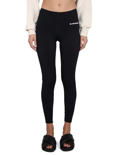 Jil Sander Logo Leggings With Elastic Waistband In Black