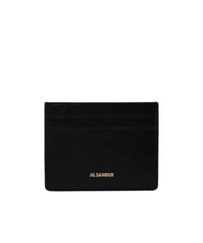 Jil Sander Logo-lettering Leather Cardholder In Black