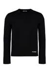 Jil Sander Slightly Cropped Long-sleeve Top With Subtle Texture In Black