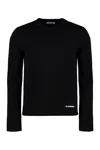 Jil Sander Slightly Cropped Long-sleeve Top With Subtle Texture In Black