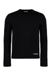 Jil Sander Slightly Cropped Long-sleeve Top With Subtle Texture In Black