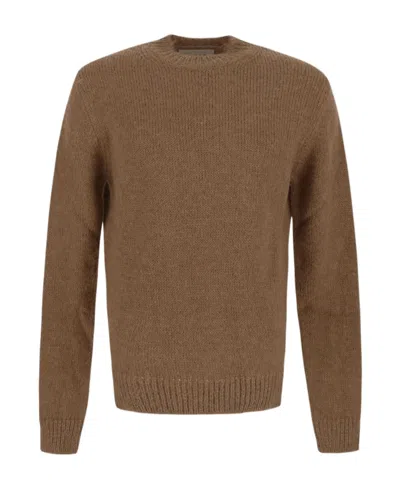 Jil Sander Alpaca Blend Bouclé Sweater In Cinnamon