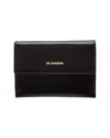 Jil Sander Logo Mini Leather French Wallet In Black