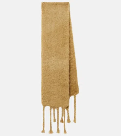 Jil Sander Logo Mohair And Wool-blend Scarf In Brown