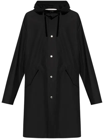 Jil Sander Mid-length Cotton Hooded Parka In Black