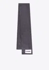 Jil Sander Logo-patch Ribbed-knit Scarf In Gray