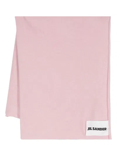 Jil Sander Logo-patch Cashmere Scarf In Pink