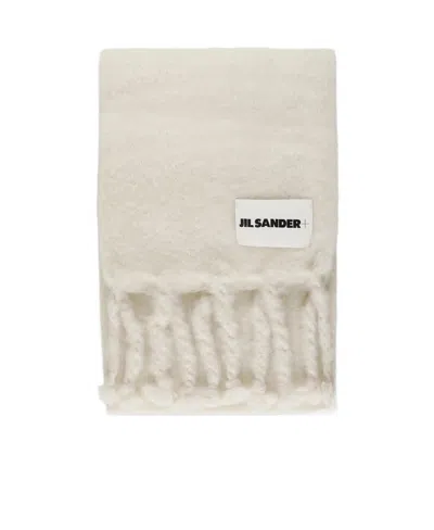 Jil Sander Logo-patch Chunky-knit Scarf In White
