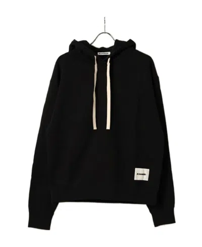 JIL SANDER JIL SANDER LOGO PATCH DRAWSTRING HOODIE