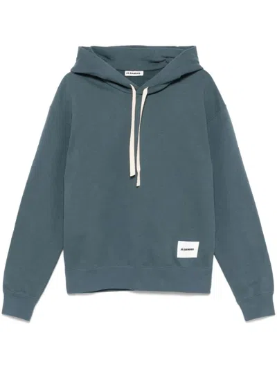 Jil Sander Logo-patch Cotton Hoodie In Gray