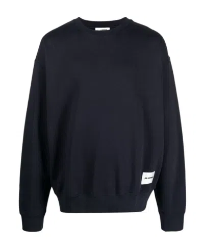 Jil Sander Logo Patch Crewneck Sweatshirt In Black
