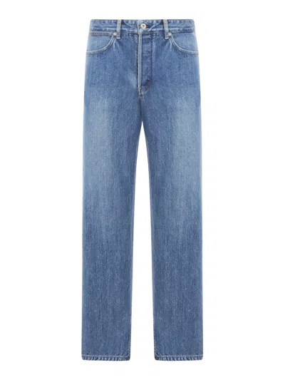 JIL SANDER LOGO-PATCH COTTON TAPERED JEANS