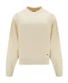 Jil Sander Oversized Cotton Sweatshirt With Subtle Logo Patch In Nude