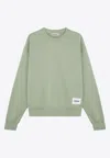 Jil Sander Logo-patch Crewneck Sweatshirt In Green