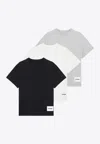 Jil Sander Set Of Three Cotton T-shirts With Logo Patch Women In Multi