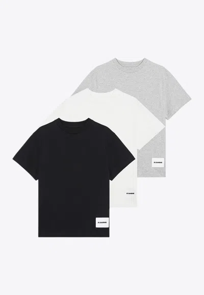 JIL SANDER LOGO PATCH CREWNECK T-SHIRTS - SET OF 3