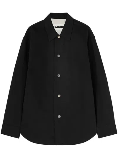 Jil Sander Logo-patch Denim Shirt In Black