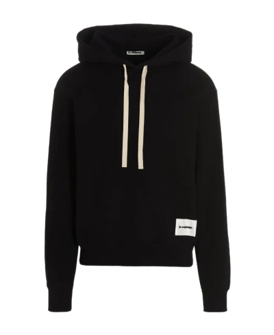 JIL SANDER JIL SANDER LOGO PATCH LONG-SLEEVED HOODIE