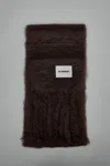 Jil Sander Logo Patch Fringe-detailed Scarf In Brown