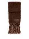 Jil Sander Logo-patch Fringed Scarf In Brown