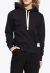 Jil Sander Logo Patch Hoodie In Black Cotton In Black