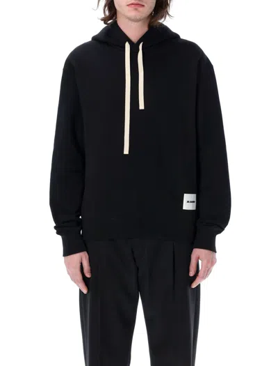 Jil Sander Logo Patch Hoodie In Black