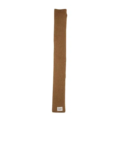 JIL SANDER JIL SANDER LOGO-PATCH KNITTED SCARF
