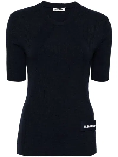 Jil Sander Logo-patch Knitted Top In Black
