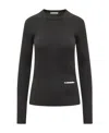 Jil Sander Logo-patch Ribbed-knit Jumper In Black