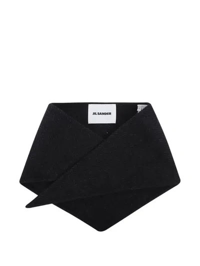 Jil Sander Logo-patch Scarf In Black