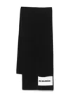 Jil Sander Rectangular Wool Scarf Soft Texture In Black