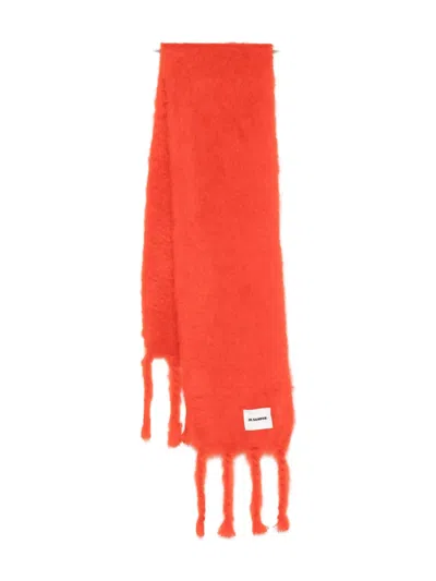 Jil Sander+ Logo-patch Scarf In Red