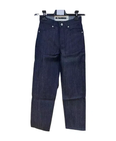 Jil Sander Logo-patch Straight-leg Trousers In Black